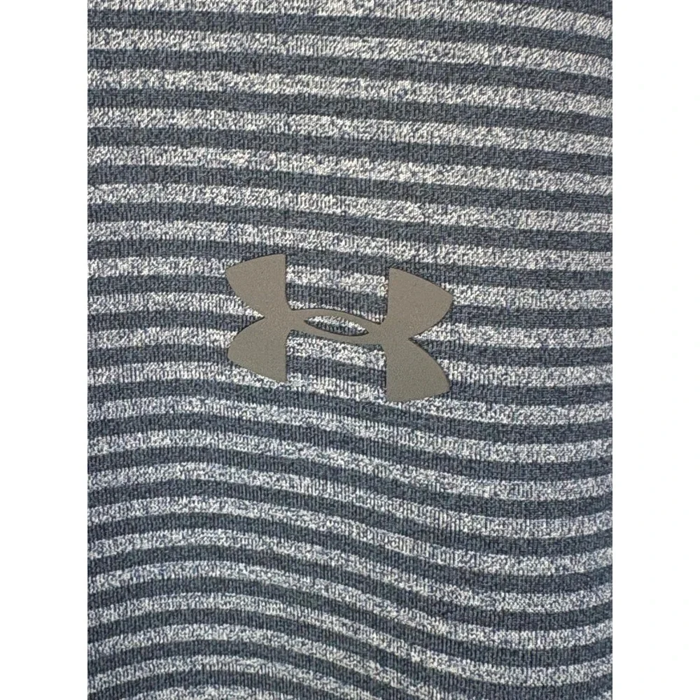 Under Armour HeatGear Polo Shirt Men's‎ 3XL Blue Gray Stripe Loose Fit Golf